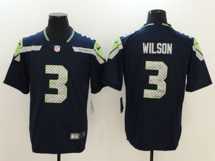 Men Seattle Seahawks 3 Wilson Blue Nike Vapor Untouchable Limited NFL Jersey